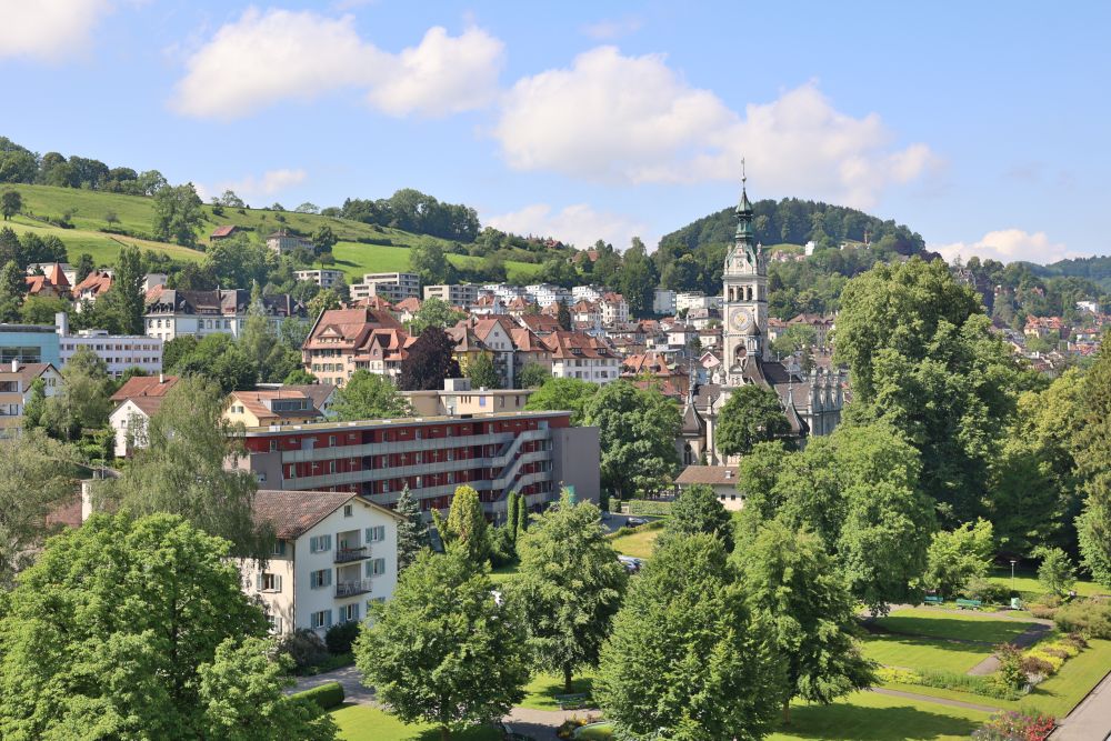 Panoramasicht auf die Stadt St.Gallen von der Dachterrasse